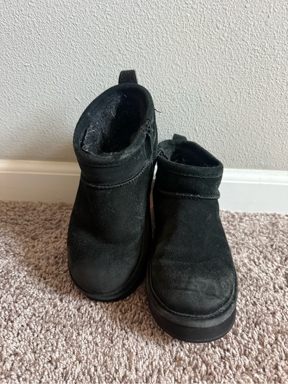 BearPaw Black Kids Suede Winter Boots